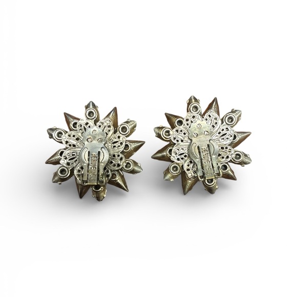 Beau Jewels Dark Gray & Clear Rhinestone Starburst Earrings - Picture 3 of 3